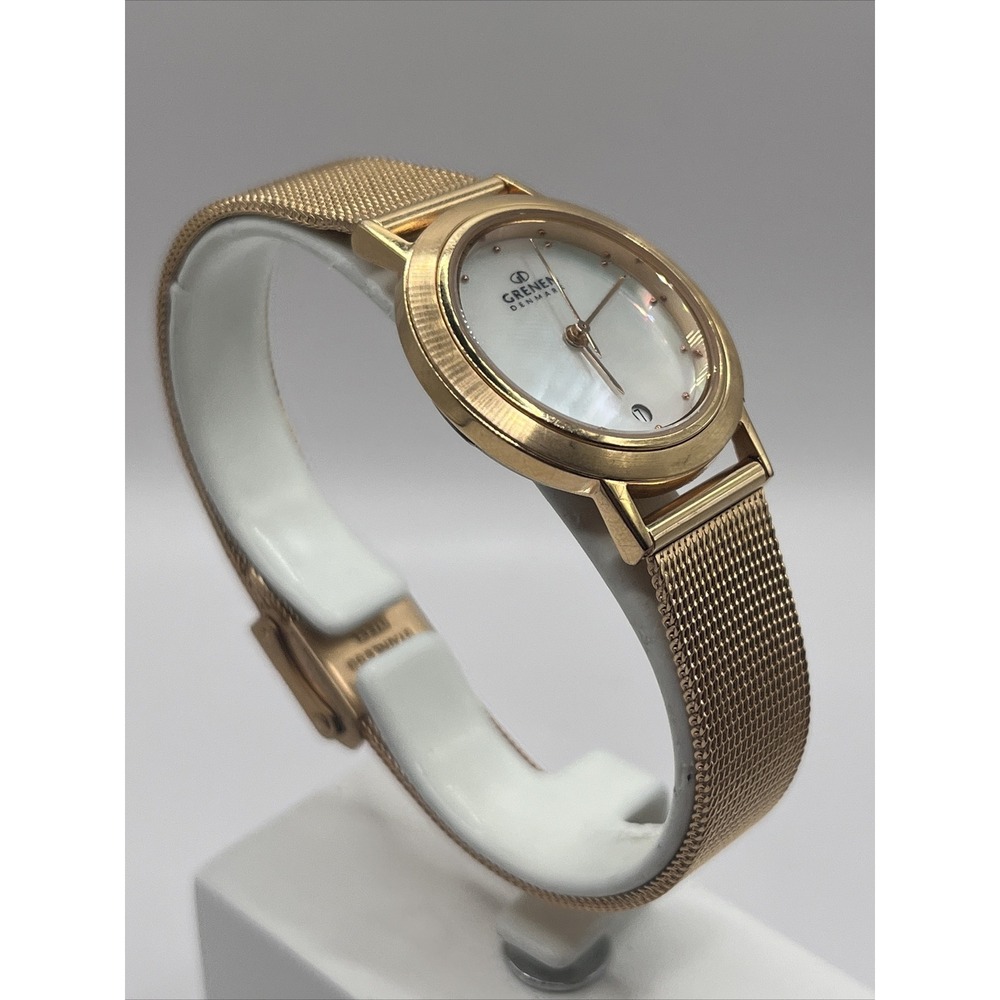 Grenen Denmark Slim Women's Watch MOP Dial Rose Gold Band- New Battery - Picture 3 of 7
